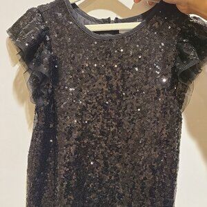Tahari Girls Black Sequin Party Dress Size 4-5